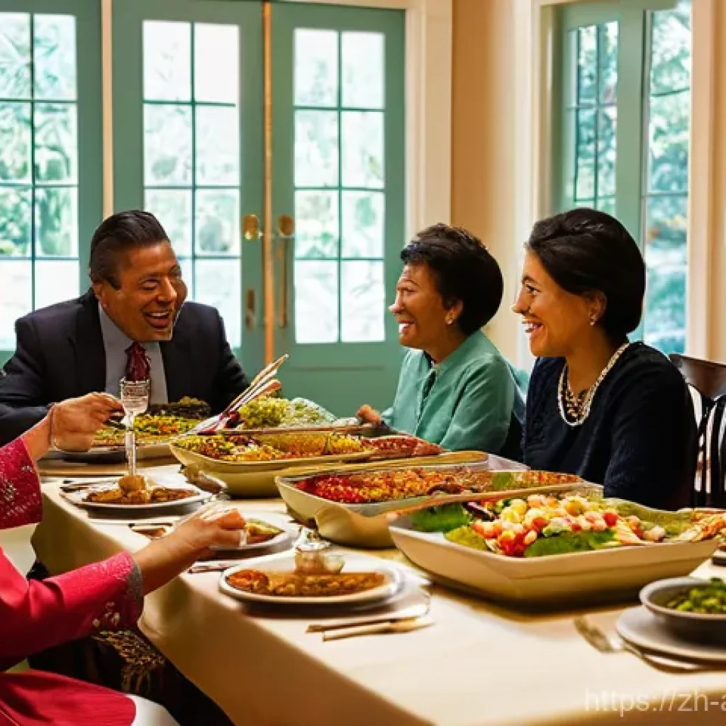 문화인류학 주요 연구 분야 - **Cultural Feast: A Family Gathering** A vibrant, warmly lit scene of a diverse family (multi-ge...