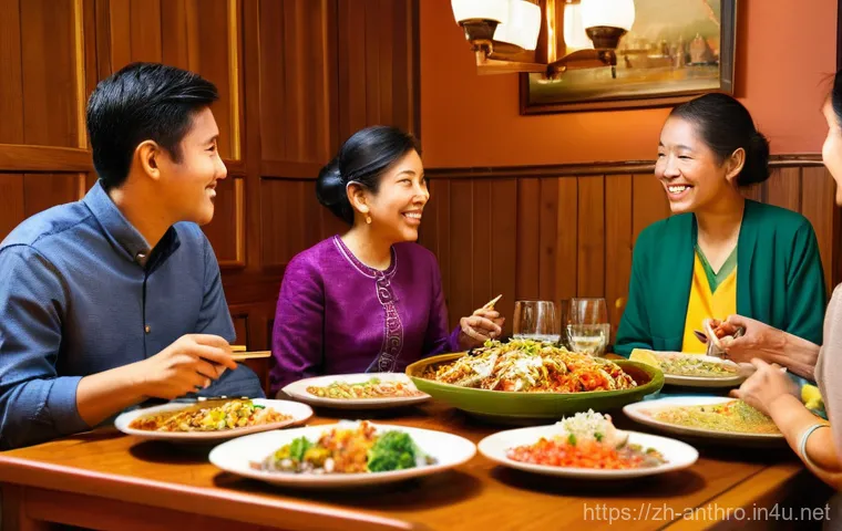 문화인류학 주요 연구 분야 - **Cultural Feast: A Family Gathering**
    A vibrant, warmly lit scene of a diverse family (multi-ge...