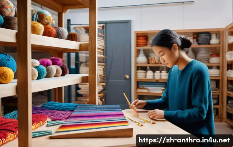 지역 문화 보호 - A vibrant traditional craft workshop scene set in a modern small town, featuring skilled artisans bl...