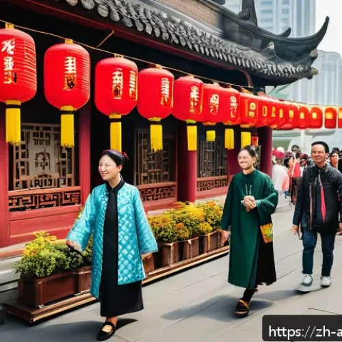문화적 상대주의 - A vibrant urban scene in a modern Chinese city like Shanghai, showcasing a multicultural street fest...